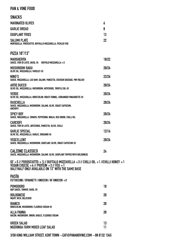 Menu - Pan & Vine photo 1